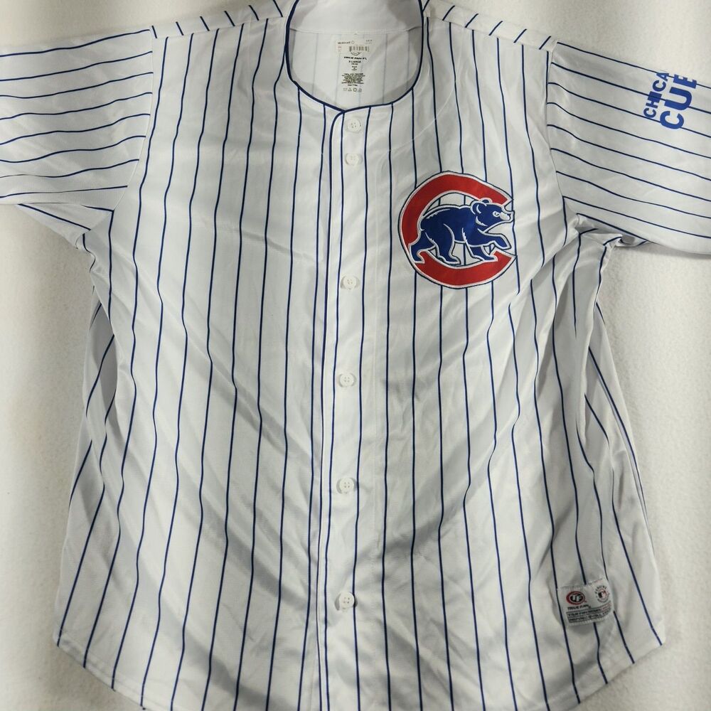 MLB TrueFan Chicago Cubs  White Butt8n Up Jersey Men's Size XL 46-48